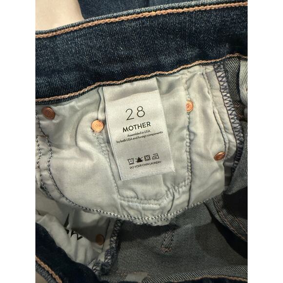 MOTHER The Insider Step Fray Crop Girl Crush Stretch High Rise Jeans size 28 - Picture 10 of 11